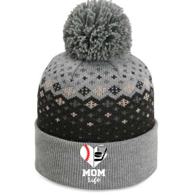 Mom Life Heart Funny Baseball Hockey Mom Great Gift The Baniff Cuffed Pom Beanie