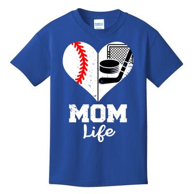 Mom Life Heart Funny Baseball Hockey Mom Great Gift Kids T-Shirt