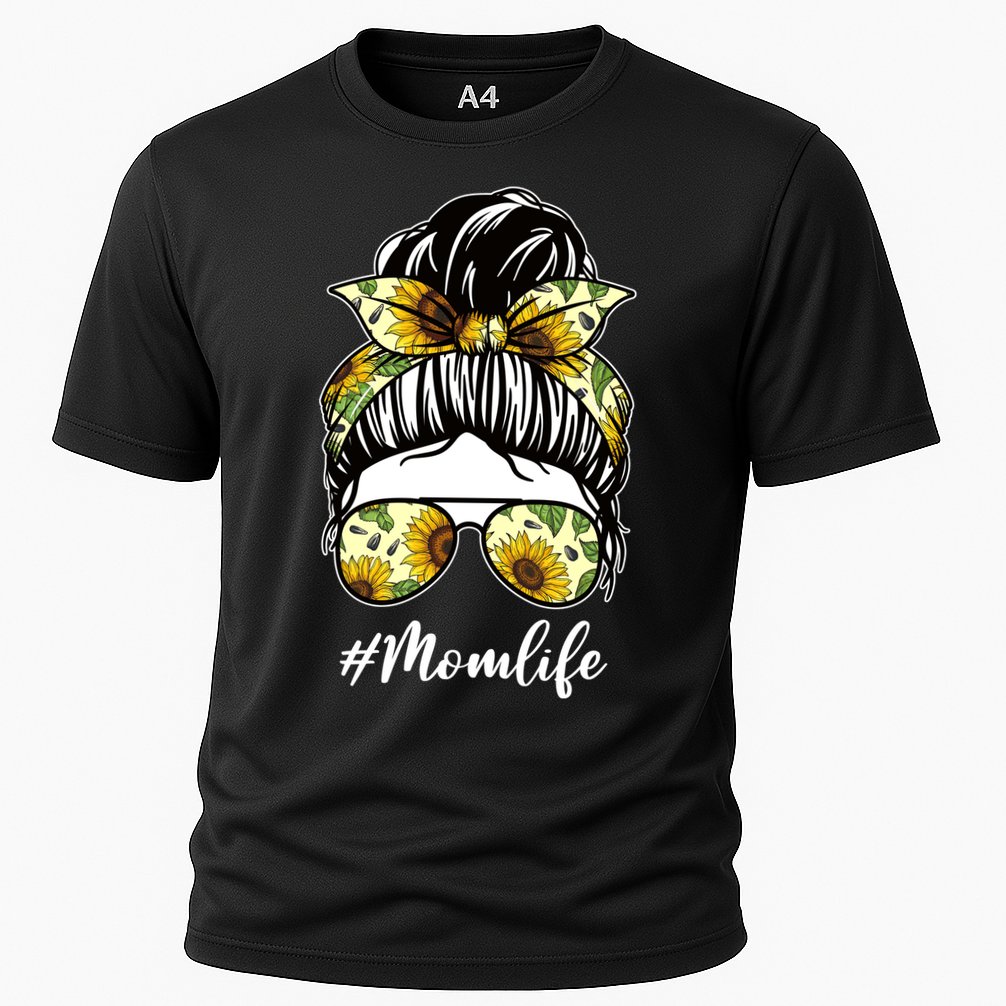 Mom Life Hair Bun Sunflower Cute Gift Performance Shirt