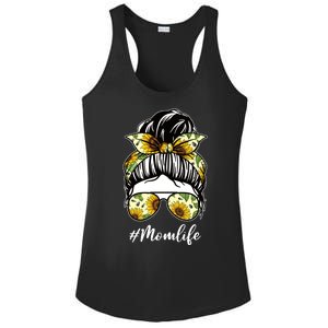 Mom Life Hair Bun Sunflower Cute Gift Ladies PosiCharge Competitor Racerback Tank