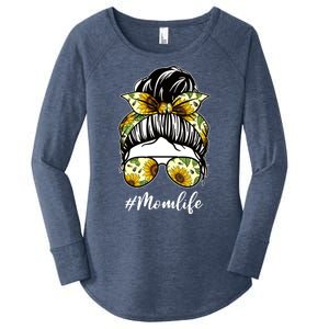 Mom Life Hair Bun Sunflower Cute Gift Women's Perfect Tri Tunic Long Sleeve Shirt