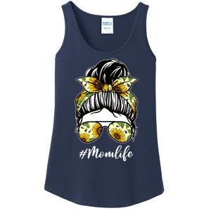 Mom Life Hair Bun Sunflower Cute Gift Ladies Essential Tank