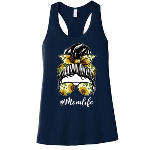 Mom Life Hair Bun Sunflower Cute Gift Women's Racerback Tank