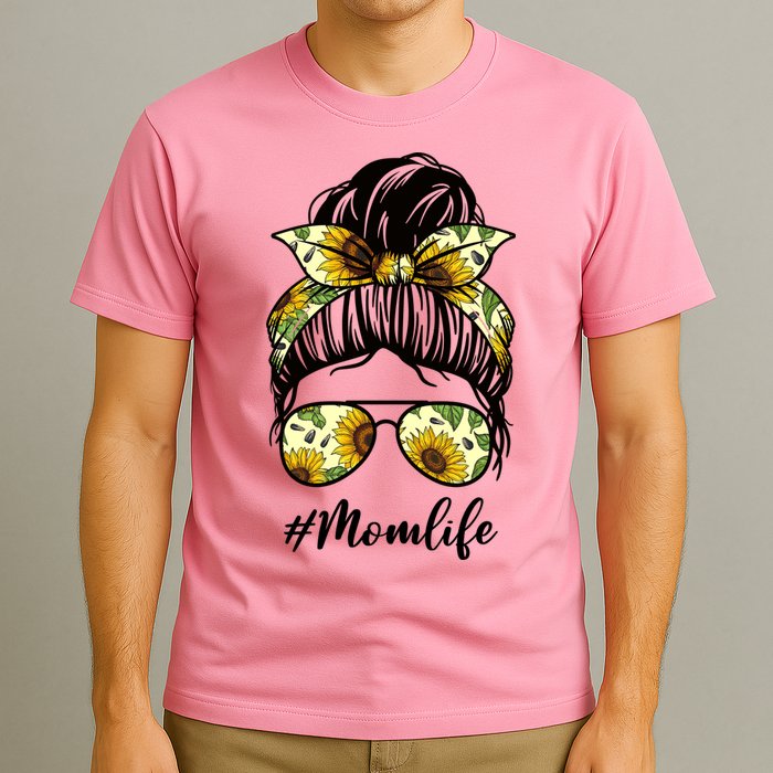 Mom Life Hair Bun Sunflower Cute Gift T-Shirt