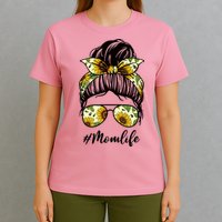 Mom Life Hair Bun Sunflower Cute Gift T-Shirt