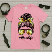 Mom Life Hair Bun Sunflower Cute Gift T-Shirt