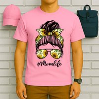 Mom Life Hair Bun Sunflower Cute Gift T-Shirt