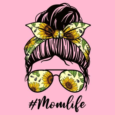 Mom Life Hair Bun Sunflower Cute Gift T-Shirt