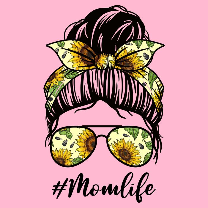 Mom Life Hair Bun Sunflower Cute Gift T-Shirt