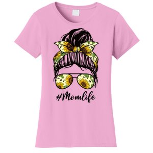 Mom Life Hair Bun Sunflower Cute Gift Women's T-Shirt