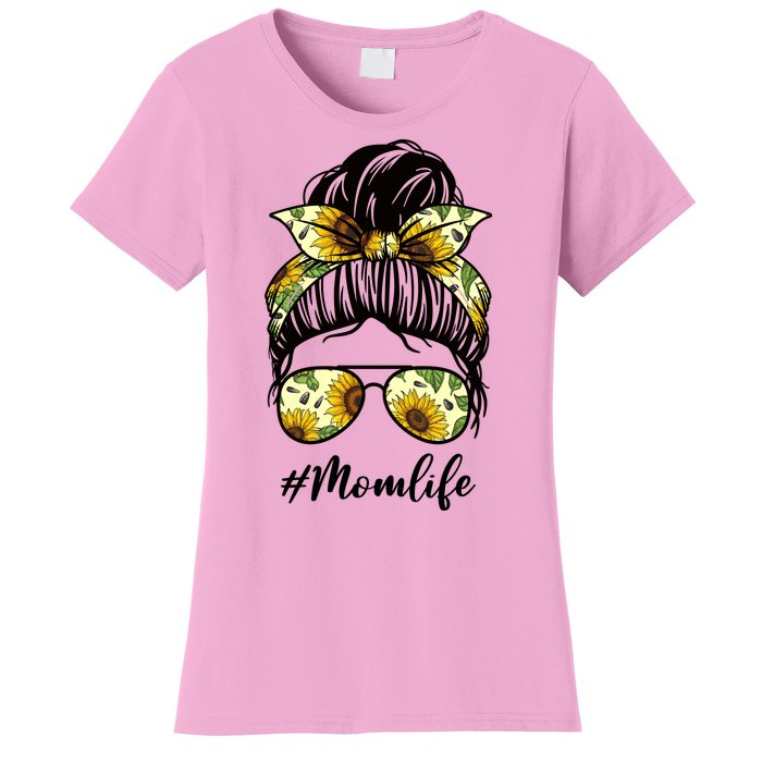 Mom Life Hair Bun Sunflower Cute Gift Women's T-Shirt