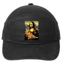 Mona Lisa Hugging Cat 7-Panel Snapback Hat
