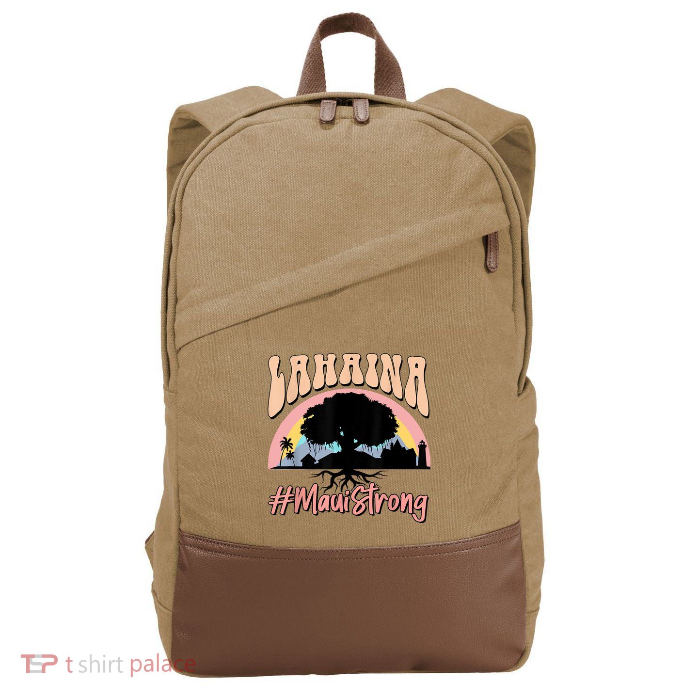 Maui Lahaina Hawaii Banyan Tree Strong Cotton Canvas Backpack
