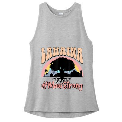 Maui Lahaina Hawaii Banyan Tree Strong Ladies PosiCharge Tri-Blend Wicking Tank