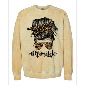 Mimi Life Hair Bandana Glasses Leopard Print Mothers Day Cute Gift Colorblast Crewneck Sweatshirt