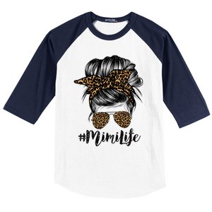 Mimi Life Hair Bandana Glasses Leopard Print Mothers Day Cute Gift Baseball Sleeve Shirt