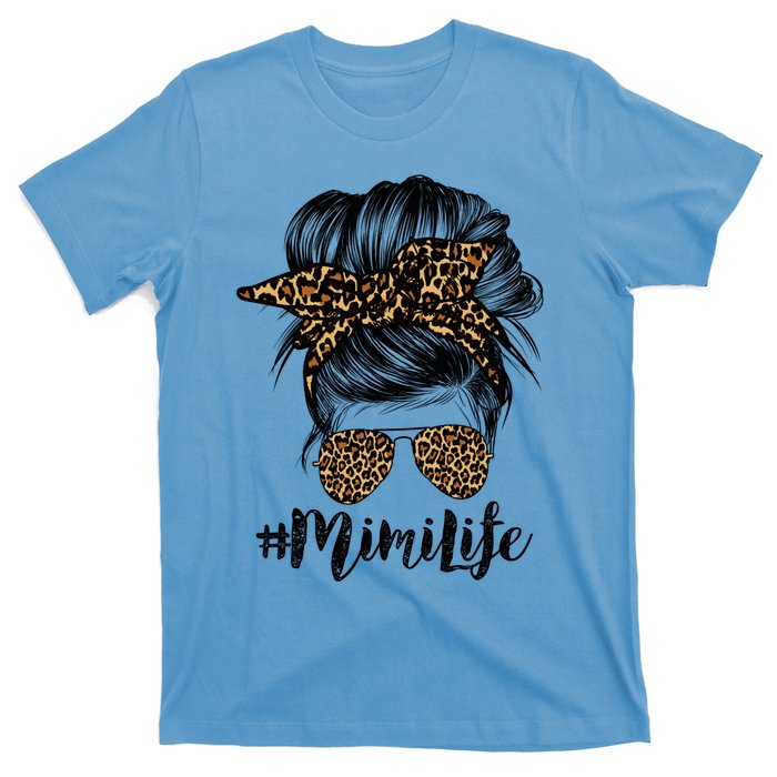 Mimi Life Hair Bandana Glasses Leopard Print Mothers Day Cute Gift T-Shirt