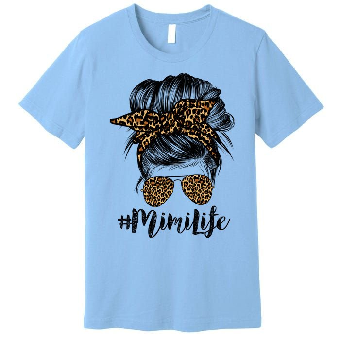 Mimi Life Hair Bandana Glasses Leopard Print Mothers Day Cute Gift Premium T-Shirt