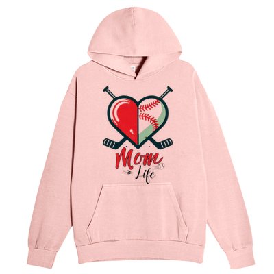 Mom Life Heart Funny Baseball Hockey Mom Mothers Day Urban Pullover Hoodie