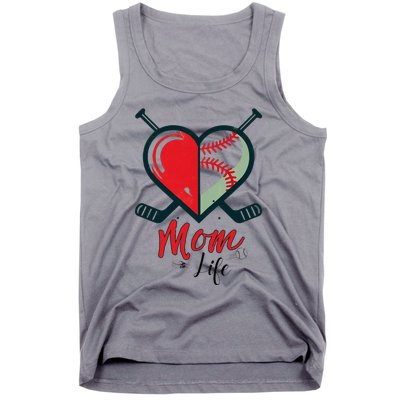 Mom Life Heart Funny Baseball Hockey Mom Mothers Day Tank Top