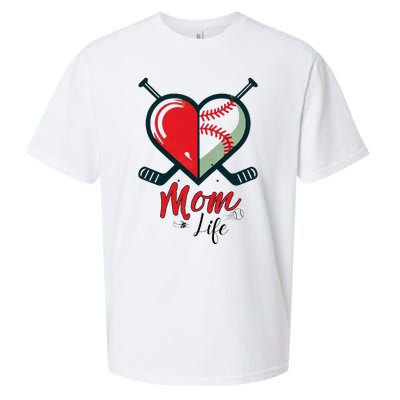 Mom Life Heart Funny Baseball Hockey Mom Mothers Day Sueded Cloud Jersey T-Shirt