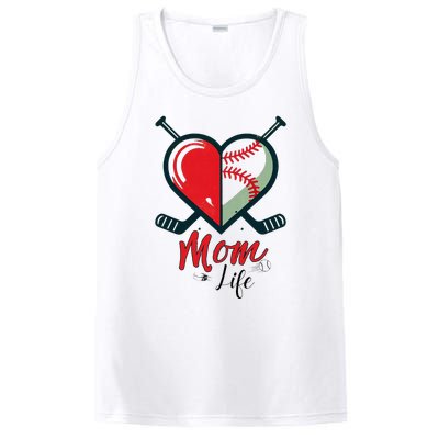 Mom Life Heart Funny Baseball Hockey Mom Mothers Day PosiCharge Competitor Tank