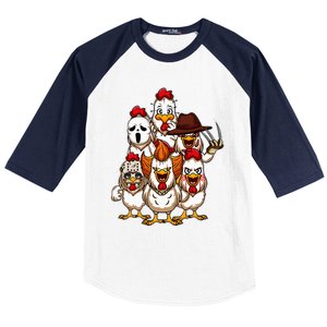 My Little Horror Crew Halloween Chicken Horror Movie Baseball Sleeve Shirt