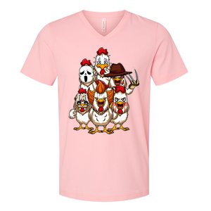 My Little Horror Crew Halloween Chicken Horror Movie V-Neck T-Shirt