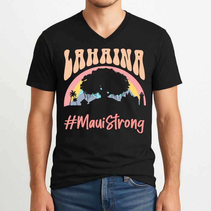 Maui Lahaina Hawaii Banyan Tree Strong V-Neck T-Shirt