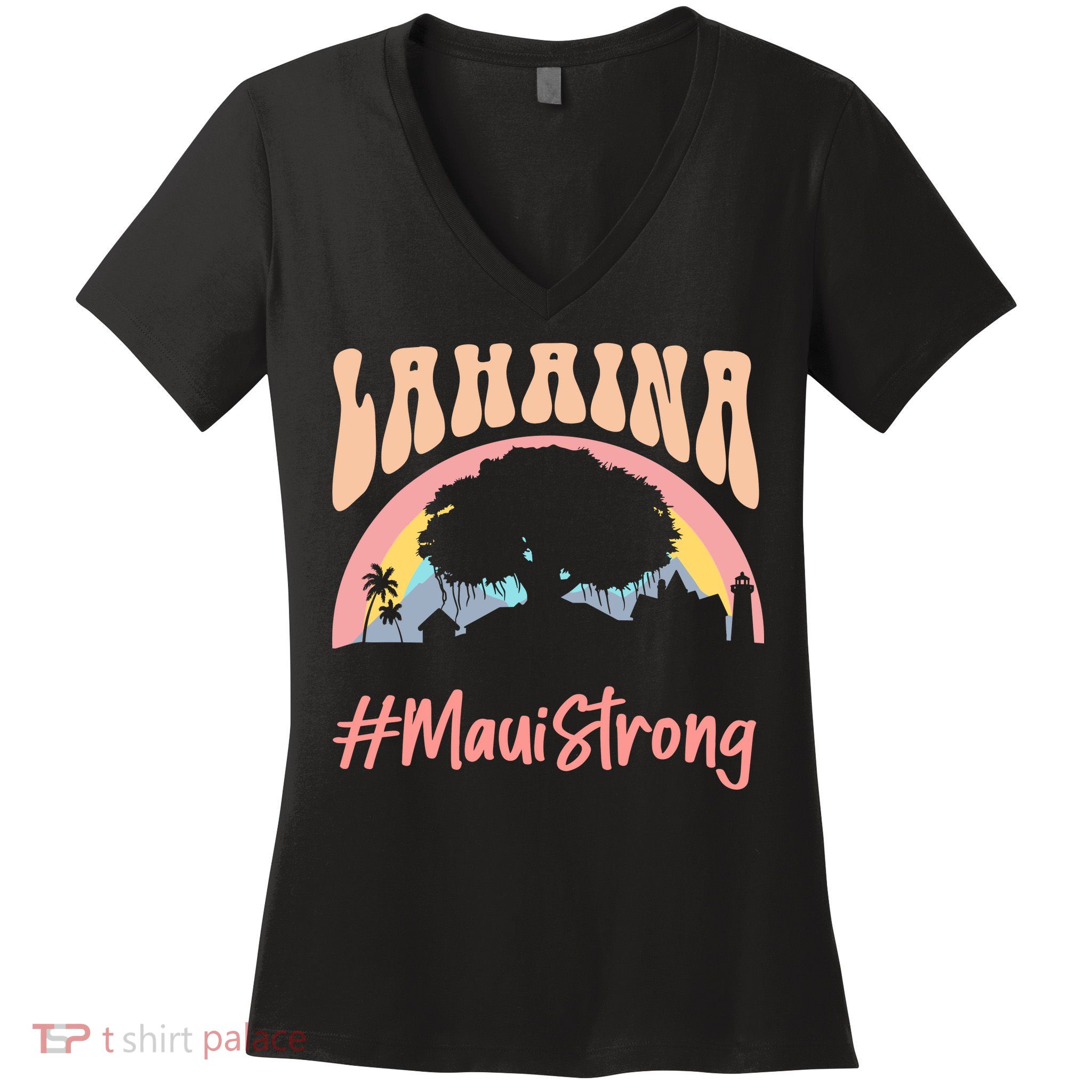 Maui Lahaina Hawaii Banyan Tree Strong Women's V-Neck T-Shirt