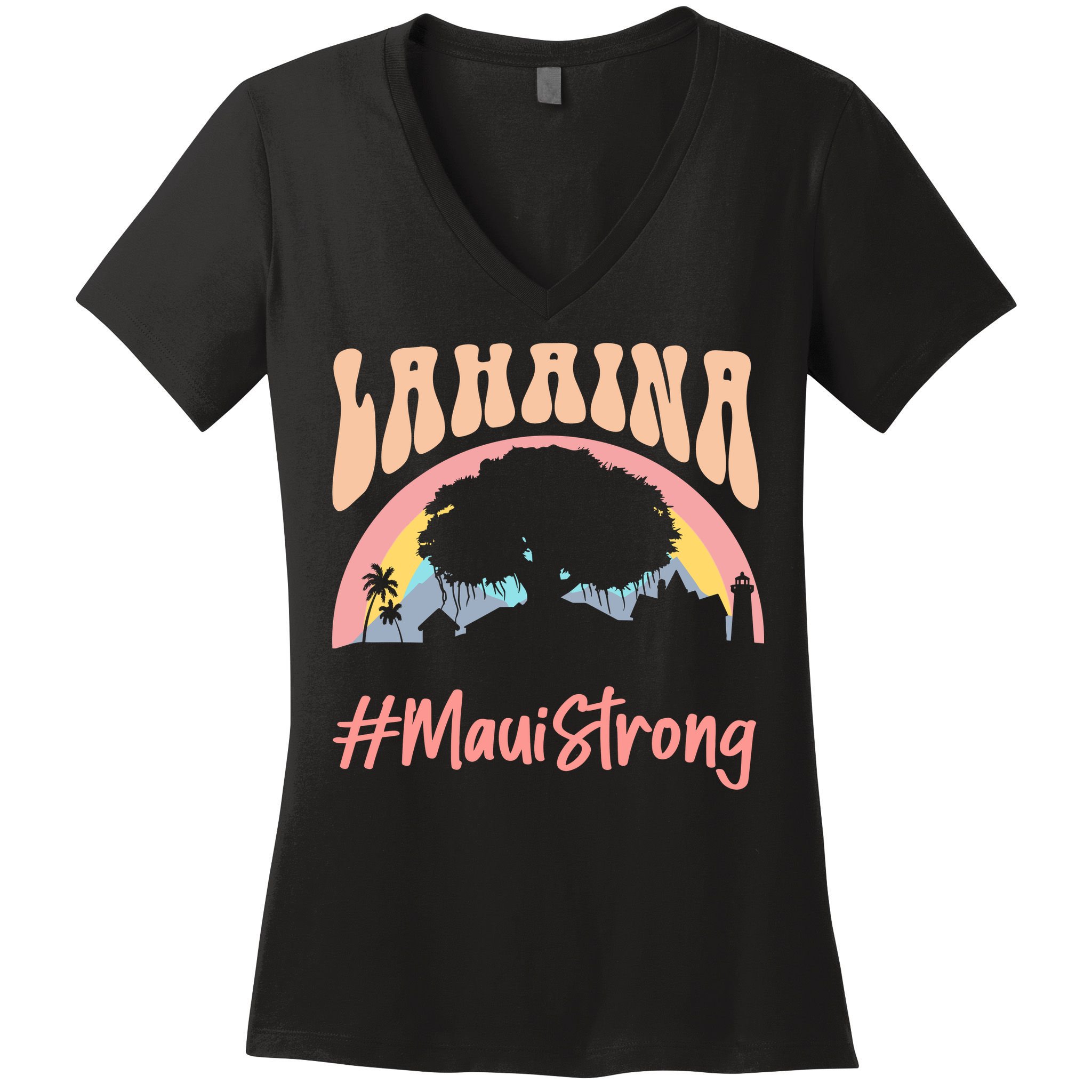 Maui Lahaina Hawaii Banyan Tree Strong Women's V-Neck T-Shirt