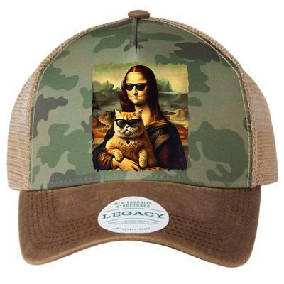 Mona Lisa Holding Cat Wearing Sunglass Kitty For Cats Lover Legacy Tie Dye Trucker Hat
