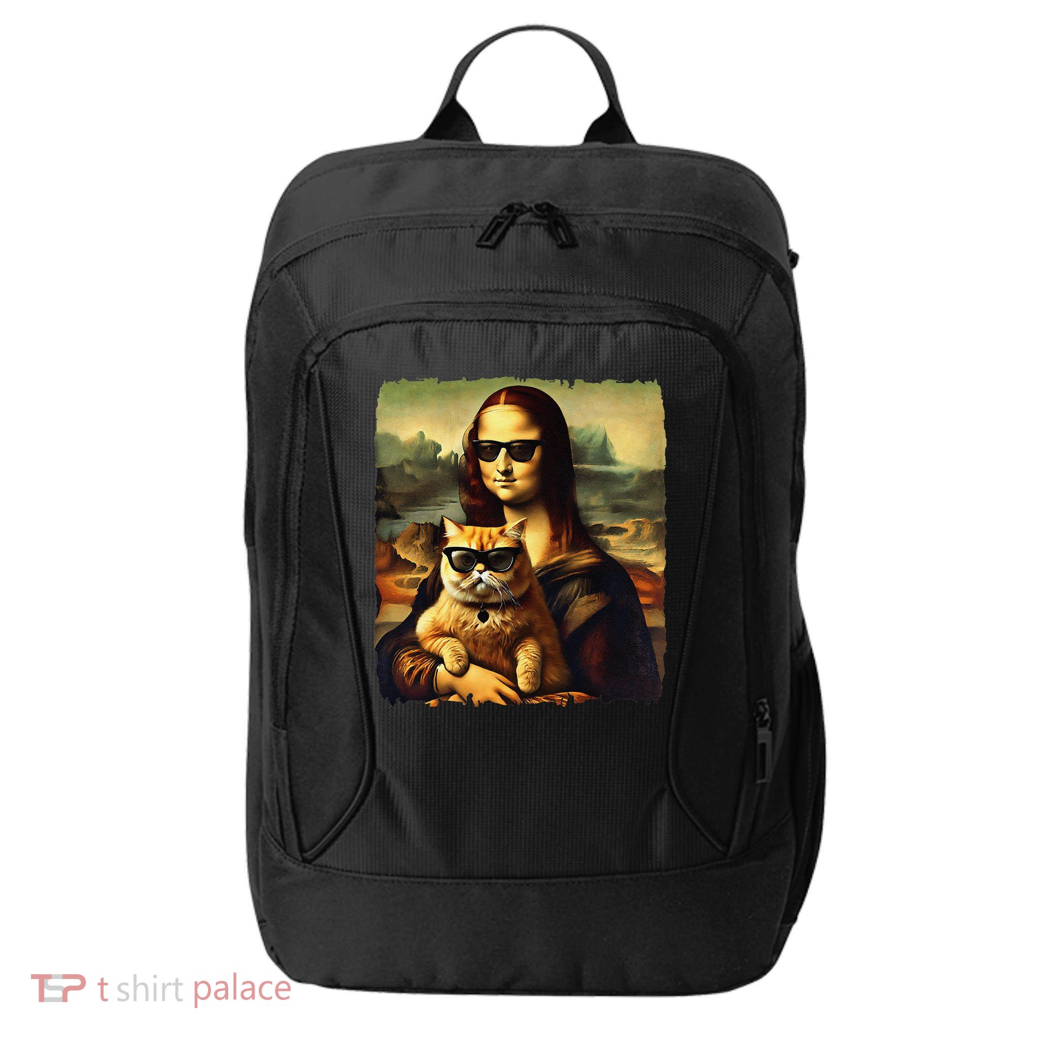 Mona Lisa Holding Cat Wearing Sunglass Kitty For Cats Lover City Backpack