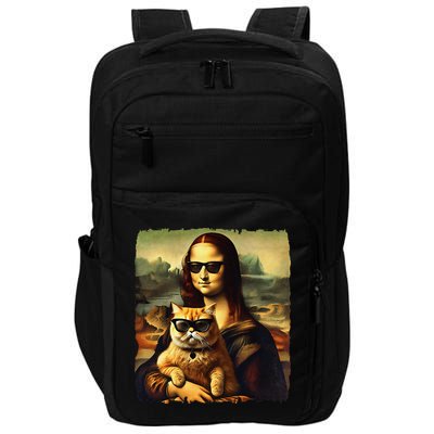 Mona Lisa Holding Cat Wearing Sunglass Kitty For Cats Lover Impact Tech Backpack