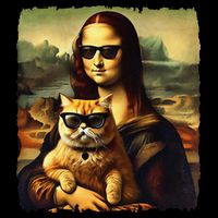Mona Lisa Holding Cat Wearing Sunglass Kitty For Cats Lover Sustainable Bucket Hat