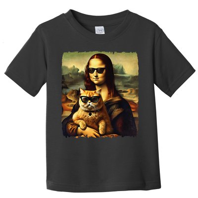 Mona Lisa Holding Cat Wearing Sunglass Kitty For Cats Lover Toddler T-Shirt