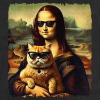 Mona Lisa Holding Cat Wearing Sunglass Kitty For Cats Lover Microfiber Hand Towel