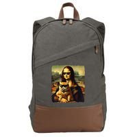 Mona Lisa Holding Cat Wearing Sunglass Kitty For Cats Lover Cotton Canvas Backpack