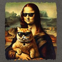 Mona Lisa Holding Cat Wearing Sunglass Kitty For Cats Lover Cotton Canvas Backpack