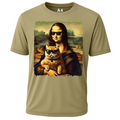 Mona Lisa Holding Cat Wearing Sunglass Kitty For Cats Lover Performance Shirt