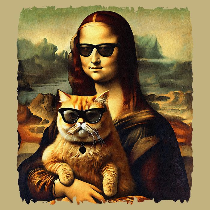 Mona Lisa Holding Cat Wearing Sunglass Kitty For Cats Lover Cooling Performance Crew T-Shirt