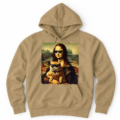Mona Lisa Holding Cat Wearing Sunglass Kitty For Cats Lover Hoodie
