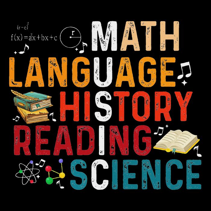Math Language History Reading Science Music Teacher Funny Flat Bill Trucker Hat