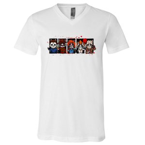 My Little Horror Crew Halloween Horror Movies Racoon V-Neck T-Shirt