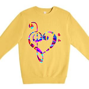 Musician Love Heart Valentines Day Bass Treble Clef Gift Premium Crewneck Sweatshirt