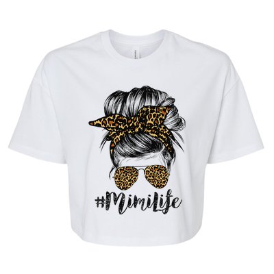 Mimi Life Hair Bandana Glasses Leopard Print Mother's Day Bella+Canvas Jersey Crop Tee