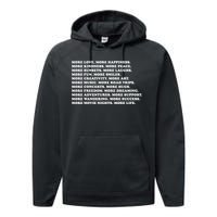 More Love Happiness Kindness Peace Laughs Music Performance Fleece Hoodie