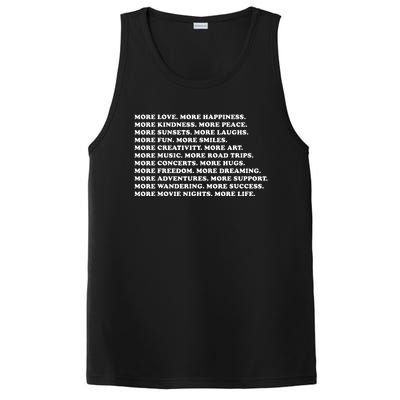 More Love Happiness Kindness Peace Laughs Music PosiCharge Competitor Tank