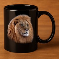 Majestic Lion Head 11oz C Handle Ceramic Mug