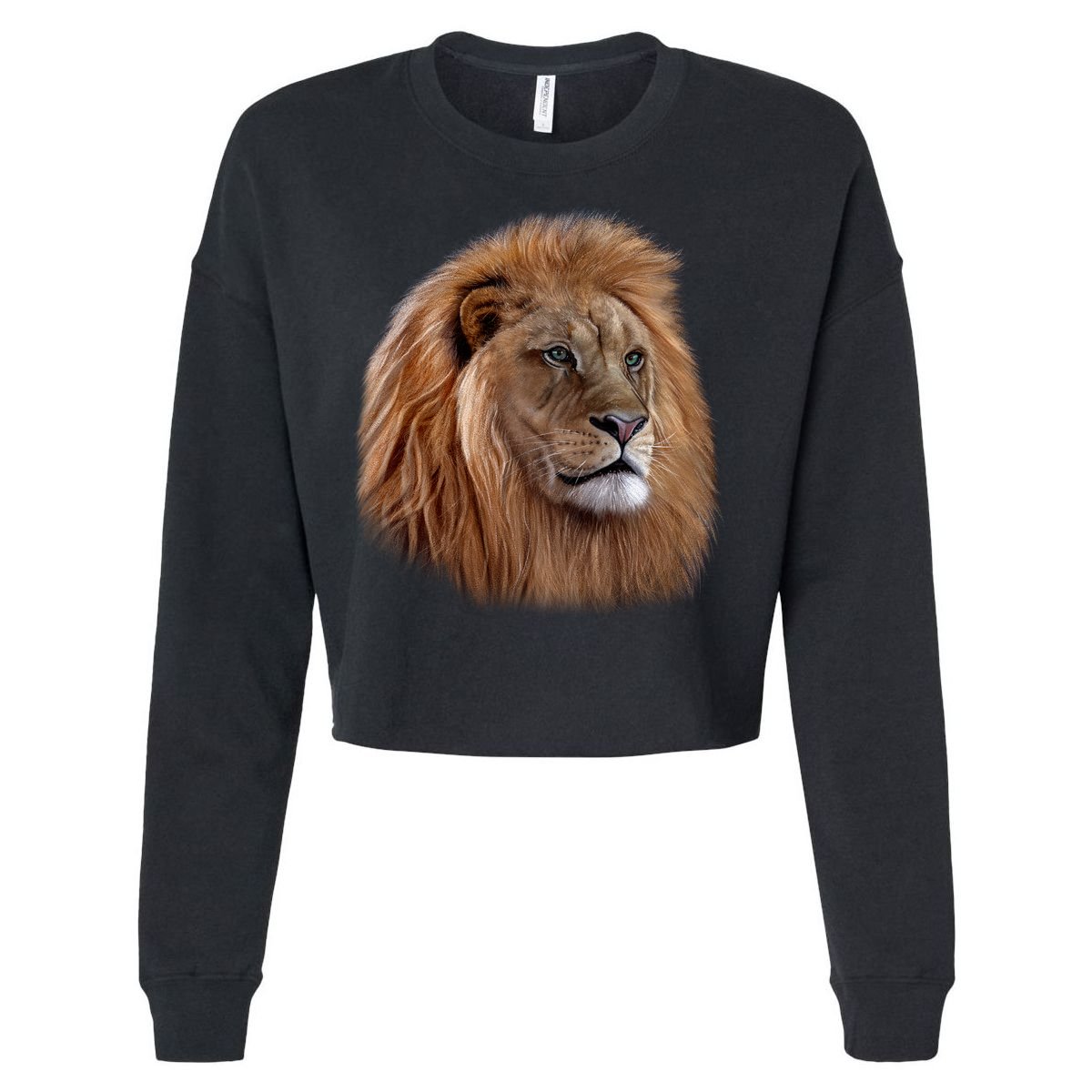 Majestic Lion Head Cropped Pullover Crew